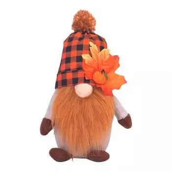 1/2 шт., украшение для куклы-гнома на Хэллоуин, кленовый лист ручной работы, тыква, плюшевая безликая эльфийка, карлик, осень, фестиваль урожая, День Благодарения, украшение для рабочего стола оранжевый