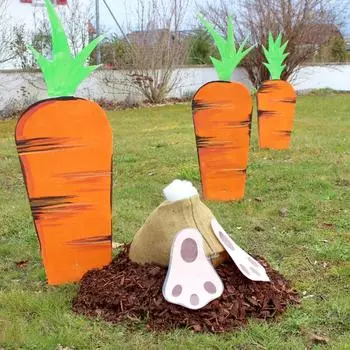 1/2 шт. Украшение для сада Милая морковь в постмодернистском стиле Вставка в землю Новый классический пасхальный кролик Праздничное украшение