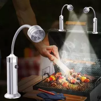 1/2 шт. уличная лампа для гриля с 9 светодиодными бусинами, регулируемая на 360 градусов, магнитная лампа для барбекю, многофункциональная, ремонтная, рабочая лампа для барбекю 1pc серебряный