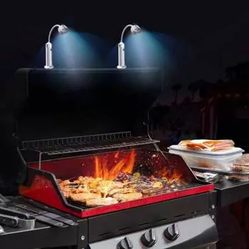 1/2 шт. уличная лампа для гриля с 9 светодиодными бусинами, регулируемая на 360 градусов, магнитная лампа для барбекю, многофункциональная лампа для ремонта и работы 1pc серебряный