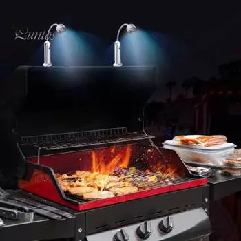 1/2 шт. уличная лампа для гриля с 9 светодиодными бусинами, регулируемая на 360 градусов, магнитная лампа для барбекю, многофункциональная, ремонтная, рабочая лампа для барбекю 1pc серебряный