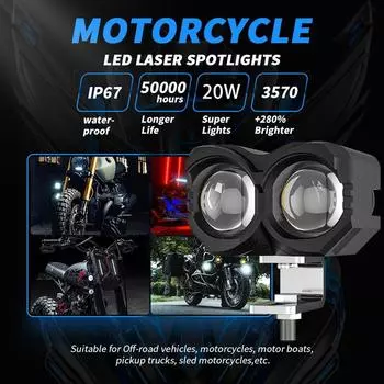 1/2 шт. Универсальная светодиодная противотуманная фара для мотоцикла 20 Вт 6000 лм, фары дальнего света для Cafe Racer, вспомогательная фара-прожектор 1pcs