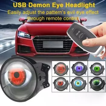 1/2 шт. универсальные модифицированные автомобильные светодиодные фары 12 В USB-источник питания с дистанционным управлением 6 режимов водонепроницаемые динамические автомобильные фары Devil Eye Unilateral