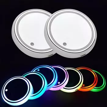 1/2 шт. Универсальный новый светодиодный автомобильный подстаканник нижняя накладка светодиодная подсветка крышка отделка атмосферная лампа противоскользящий коврик красочный подстаканник модернизация 1pcs разноцветный