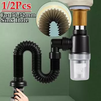 1/2 шт. Универсальный выдвижной дезодорирующий фильтр для слива кухонной раковины, гибкий слив для ванной комнаты, аксессуары против засорения раковины