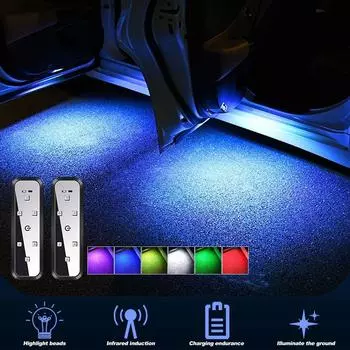 1/2 шт. USB-зарядка светодиодные автомобильные дверные фонари приветственный свет магнитное управление автоматическое открытие двери безопасная противостолкновительная аварийная сигнальная лампа 1Pc