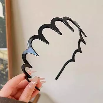 1/2 шт. Волнистые нескользящие повязки на голову Женская мода Леопардовый принт Зубчатые Эластичные Пластиковые Черные Повязки для волос Девушки Волнистый Макияж Головной убор elastic