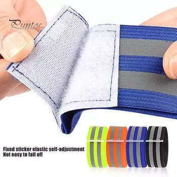 1/2 шт. велосипедные штаны со светоотражающей лентой, высокая видимость, эластичные, регулируемые, для мужчин и женщин, для ночного бега, предупреждающие ремешки на запястья и лодыжки, аксессуары для велоспорта 1pc чёрный