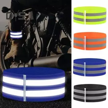 1/2 шт. велосипедные штаны со светоотражающей лентой, высокая видимость, эластичные, регулируемые, для мужчин и женщин, для ночного бега, предупреждающие ремешки на запястья и лодыжки, аксессуары для велоспорта 1pc чёрный