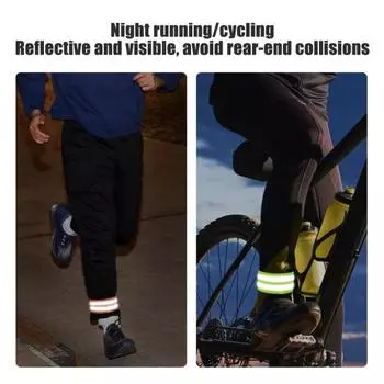 1/2 шт. велосипедные штаны светоотражающая полоса высокая видимость эластичные регулируемые мужские женские ночные беговые 1pc чёрный