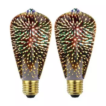 1/2 шт., винтажная светодиодная лампа золотого фейерверка, 3D свет звездного неба, AC85-265V E27, 4 Вт, светодиод 2300K, теплый свет для декора праздничной вечеринки, 2,51 дюйма X5,62 дюйма 1pc