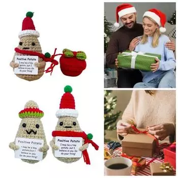 1/2 шт. вязаная крючком кукла-картошка позитивная жизнь вязаная держащаяся карточка-картошка мини рождественская настольная фигурка центральный элемент для декора вечеринки C