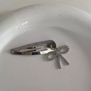 1/2 шт. Y2K Серебристого цвета заколки для волос с подвеской в виде банта для девочек, модные металлические заколки-невидимки, боковые зажимы для волос, заколки-бабочки, аксессуары для волос