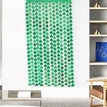 1/2 шт., занавеска из фольги с трилистником, бахрома, металлический клевер, прямоугольный фон, самоклеящийся St. День Святого Патрика, ирландский день, вечеринка, украшение для стены и двери, реквизит 2pcs