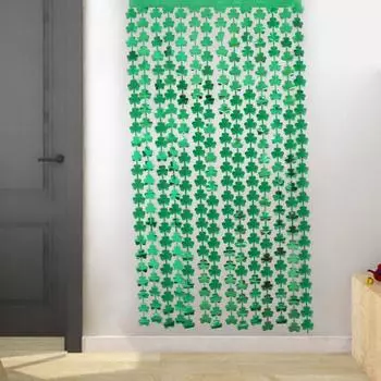 1/2 шт., занавеска из фольги с трилистником, бахрома, металлический клевер, прямоугольный фон, самоклеящийся St. День Святого Патрика, ирландский день, вечеринка, украшение для стены и двери, реквизит 2pcs