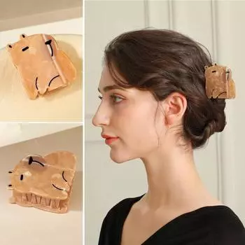 1/2 шт., зажим для волос Capybara, нескользящий, сильная фиксация, уксусная кислота, женские, густые, тонкие, вьющиеся волосы, зажим для волос, аксессуары для волос, подарки для любителей животных 1pc