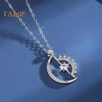 1/2 шт. Женское ожерелье с полым вращающимся подвеской в виде солнца и луны, ожерелье из полированного сплава с кубическим цирконием, украшение на шею, подарок на день рождения Rose Gold 9