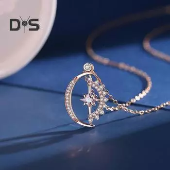 1/2 шт. Женское ожерелье с полым вращающимся подвеской в виде солнца и луны, ожерелье из полированного сплава с кубическим цирконием, украшение на шею, подарок на день рождения Rose Gold 9
