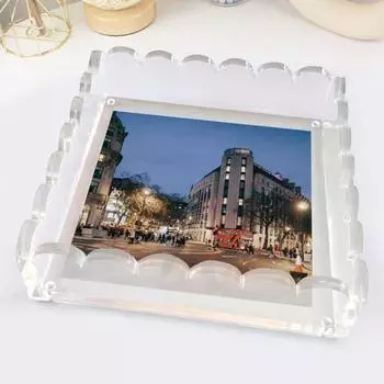 1/2 шт. зубчатый акриловый поднос с магнитным ковриком, прочный прозрачный художественный поднос для картин, постеров, фотографий, украшение для домашнего офиса, рабочего стола 1pc