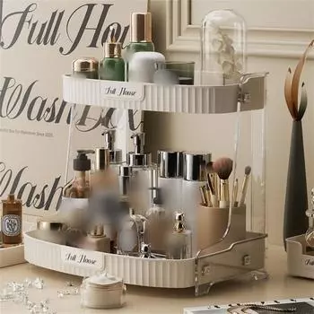 1/2 слоя, роскошный органайзер для макияжа в стиле Ins, стеллаж для хранения косметики, туалетный столик, пыленепроницаемый настольный ящик для хранения макияжа CHINA