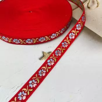 1,2 см этнический стиль маленький цветок жаккардовая тесьма фестиваль декоративная лента ювелирные изделия одежда багаж аксессуары small flower * red blue flower * 1.2cm
