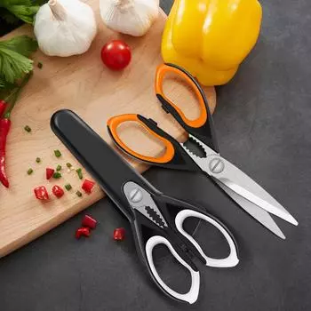 1/2 упаковки кухонных ножниц, кухонные ножницы, многофункциональные нескользящие острые ножницы из нержавеющей стали, кухонный помощник также подходит для ножниц для птицы 1PCS белый
