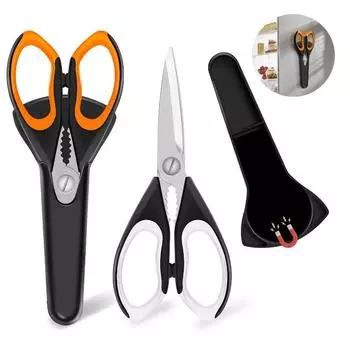 1/2 упаковки кухонных ножниц, кухонные ножницы, многофункциональные нескользящие острые ножницы из нержавеющей стали, кухонный помощник также подходит для ножниц для птицы 1pcs-yellow