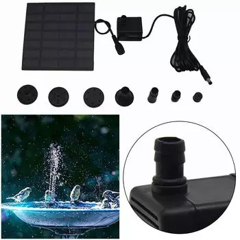1,2 Вт Солнечный Водяной Фонтанный Насос 180 Л/Ч с 6 Насадками для Водных Украшений На Открытом Воздухе #
