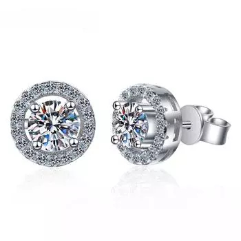 1-2CT розовые и зеленые серьги с муассанитом, белое золото 18 карат, стерлинговое серебро, женские ювелирные изделия, роскошный подарок с бриллиантами 0.5 ct total 1 ct белый