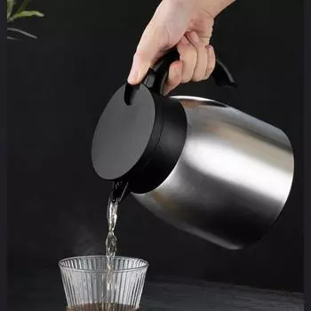 1.2L Stainless Steel Insulated Teapot One Click Water Outlet Leak-Proof Water Pot with Removable Tea Strainer Kitchen Tools чёрный