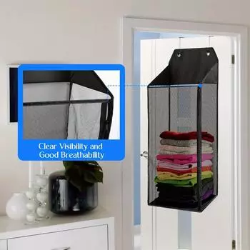 1/2PC Foldable Hanging Mesh Laundry Basket With Zipper, Dirty Clothes Storage Bag, Saving Space For Bathroom And Bedroom