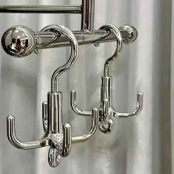 1/2pc Multifunctional Punch Free 4-Claw Rotating Plastic Hook, Rotation Coat Hanger, Belt Organizer, Scarf Storage Rack серебряный