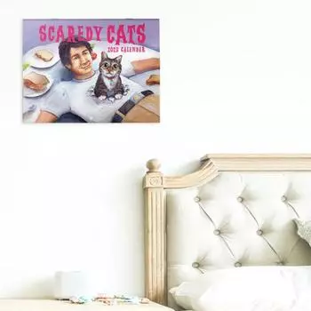 1/2Pcs 2025 Кошачий настенный календарь Scaredy Cats Ежемесячный календарь Праздники Даты Встречи 1pc