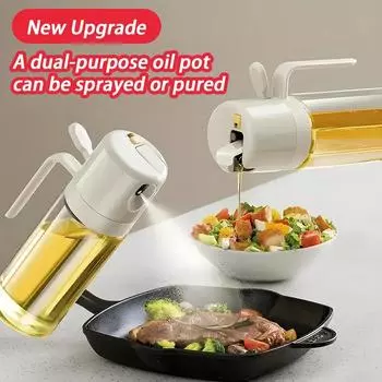 1/2PCS 550ml Glass Oil Spray Bottle 2in1 Spray Bottle Pourer Fitness Fat Loss Camping BBQ Vinegar Sauce Sprayer Cooking Utensils