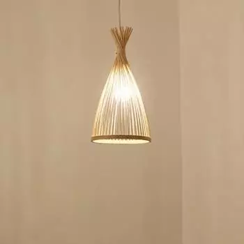 1/2PCS Bamboo Chandeliers Wood Base Lighting Interior Classical Hand Woven Bamboo Pendant Light Fixture Vintage Pendant Lamp
