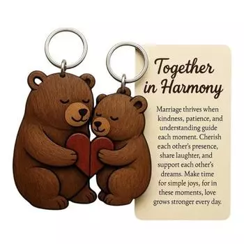 1/2Pcs Bear Couple Keychain Set Hug Matching Keychain Car Backpack Key Holder Festive Party Accessory 1pc