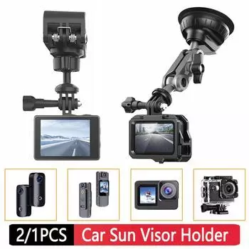 1/2PCS Car Sun Visor Mount Bracket 1/4 Inch Holder for DJI Osmo Pocket 3 Action 4 Insta360 Action Camera Accessories