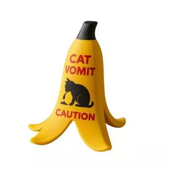 1/2Pcs Cat Vomit Caution Sign Banana Peel Cat Vomit Warning Sign Home Office Mini Table Sign Humorous Decoration Animal Lovers Gift 1pc