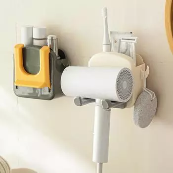 1/2pcs Hair Dryer Rack Wall Mounted Punch-free Slot Foldable Hair Blow Dryer Rack Organizer Home Decor Bathroom Supplies Hair Dryer Rack