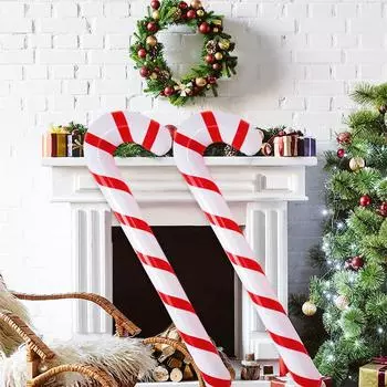 1/2pcs Inflatable Candy Cane Lolipop Balloon Christmas Decoration For Home Outdoor Xmas Ornament Navidad 2024 New Year Kids Gift