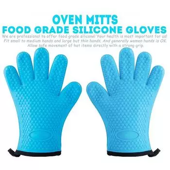 1/2Pcs Insulated Oven Gloves Silicone Heat-Proof Gloves Oven Mitts Microwave Oven Baking Gloves Kitchen BBQ Oven Pot Holder Mitt