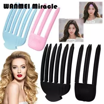 1/2pcs New Heatless Hair Care Roots Natural Fluffy Hair Clip No Heat Hair Curler Styling DIY Hair Styling Fluffiness Tool 3 teeth розовый
