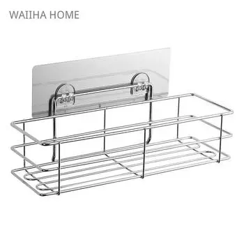 1/2pcs Stainless Steel Bathroom Storage Shelf Kitchen Bathroom Toilet Wall Hanging Drainer Storage Rack Organizer Tray Rack 1 Piece