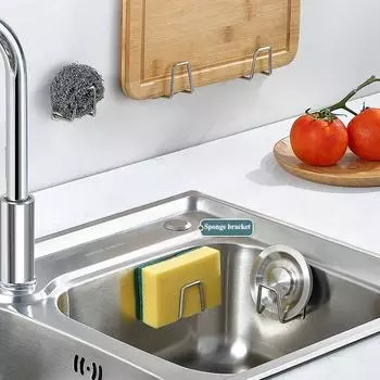 1/2pcs Stainless Steel Sink Sponge Rack For Sponge Steel Wire Ball Draining Paste The Inner Wall Of The Sink Kitchen Supplies