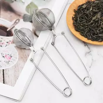 1/2pcs Stainless Steel Tea Strainer, Tea Drink Handle, Tea Ball, Mesh, Tea Filter, Coffee, Vanilla, Spice, Kitchen Tool