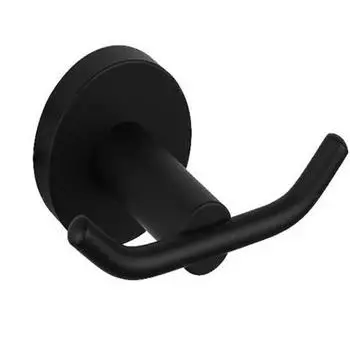 1/2Pcs Wall Mounted Towel Robe Holder Dual Hooks Coat Rack Heavy Duty Door Hanger Key Black 1Pc