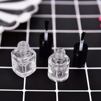 1/2шт 5 мл прозрачное стекло пустая бутылка для лака для ногтей контейнер с кистью для крышки Square-1pcs