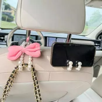 1/2шт автомобильный крючок для сумки с бантом искусственный жемчуг дизайн высокая нагрузка 1pc красный