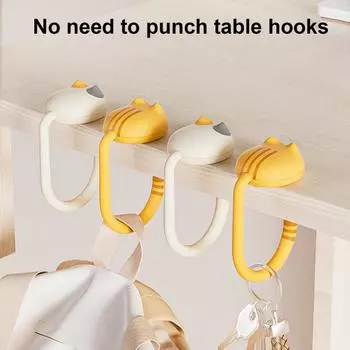 1/2шт крючки для стола вешалки для сумок забавный дизайн кота прочные несущие нагрузку простые в установке держатели для сумок крючки для сумок на столе 1pc белый