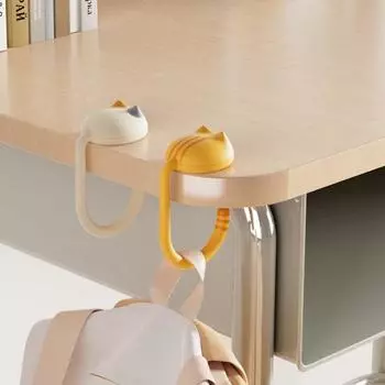 1/2шт крючки для стола вешалки для сумок забавный дизайн кота прочная несущая легкая в установке сумка 1pc жёлтый